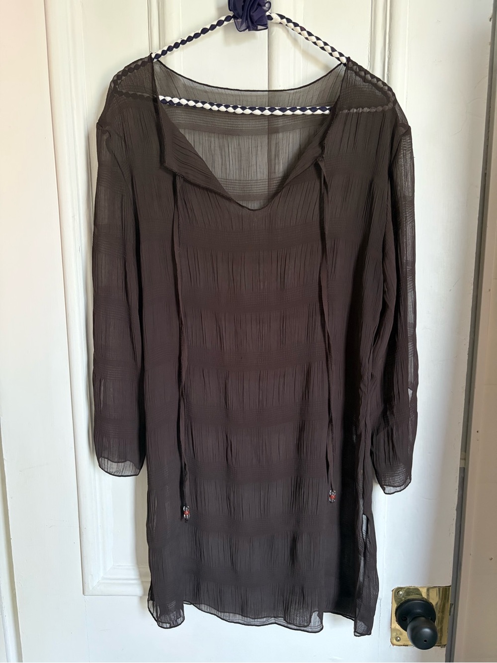 Vintage y2k Sheer Cover Up in Chocolate Brown